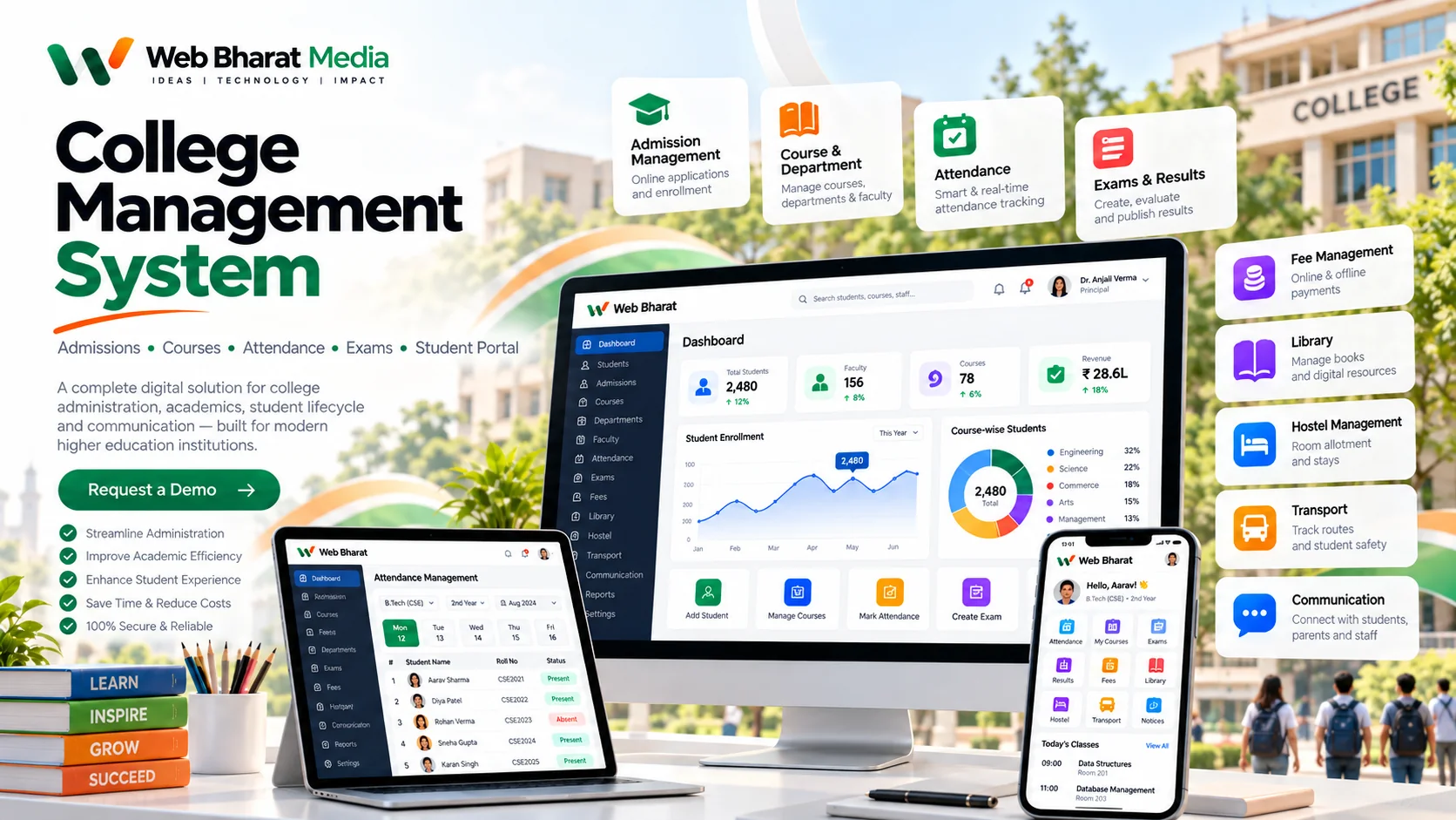 College Management System interface concept by Web Bharat Media