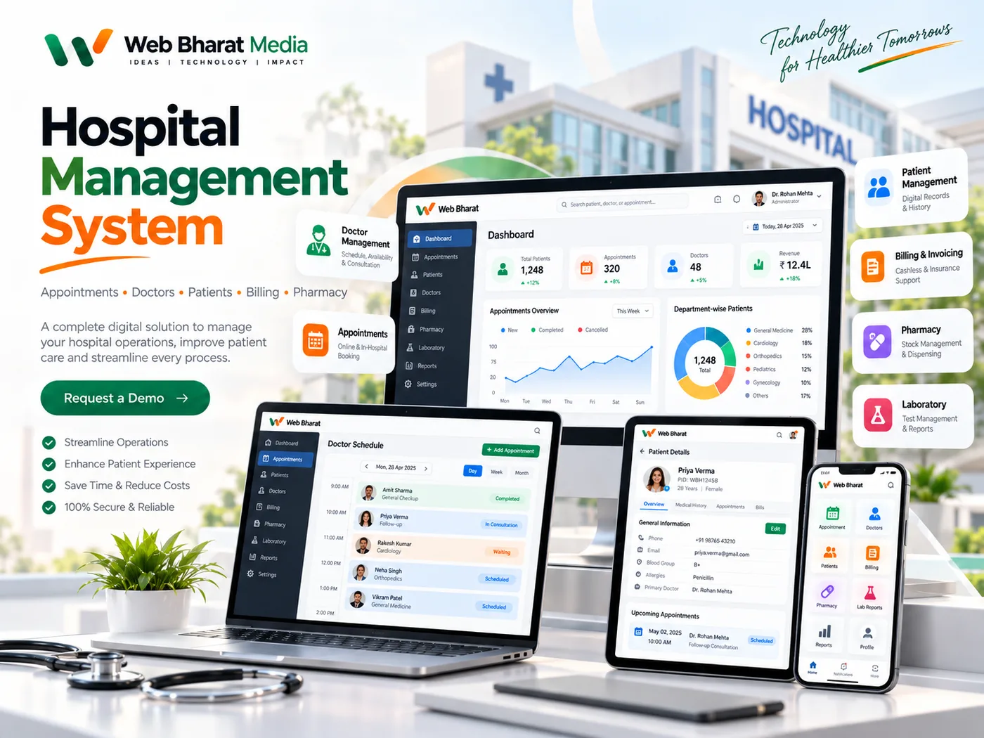 Hospital Management System interface concept by Web Bharat Media