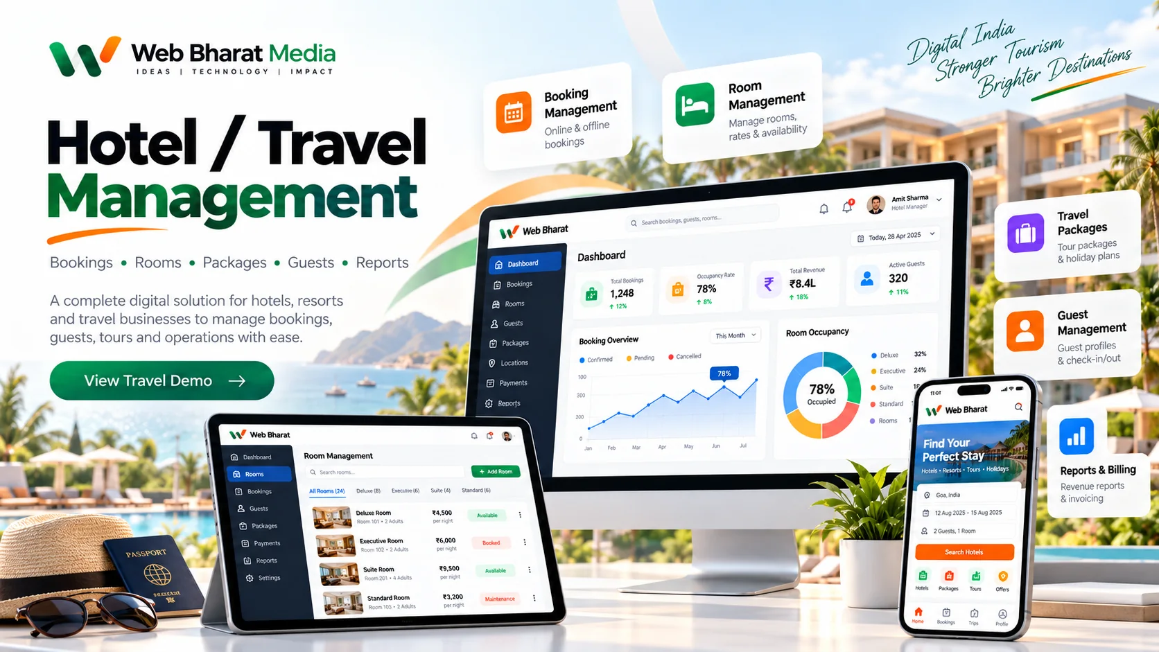 Hotel Management System interface concept by Web Bharat Media