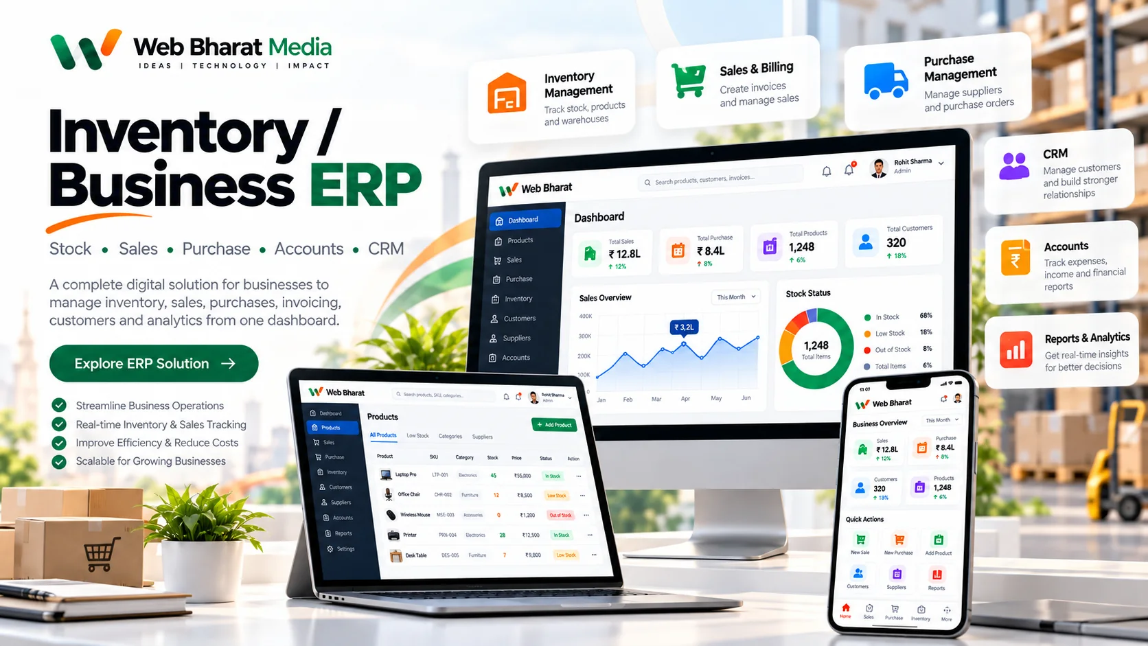 Inventory Management System interface concept by Web Bharat Media