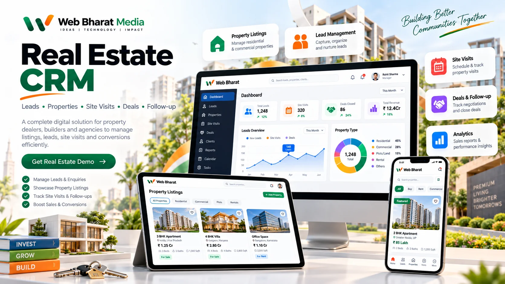 Property Dealer CRM interface concept by Web Bharat Media