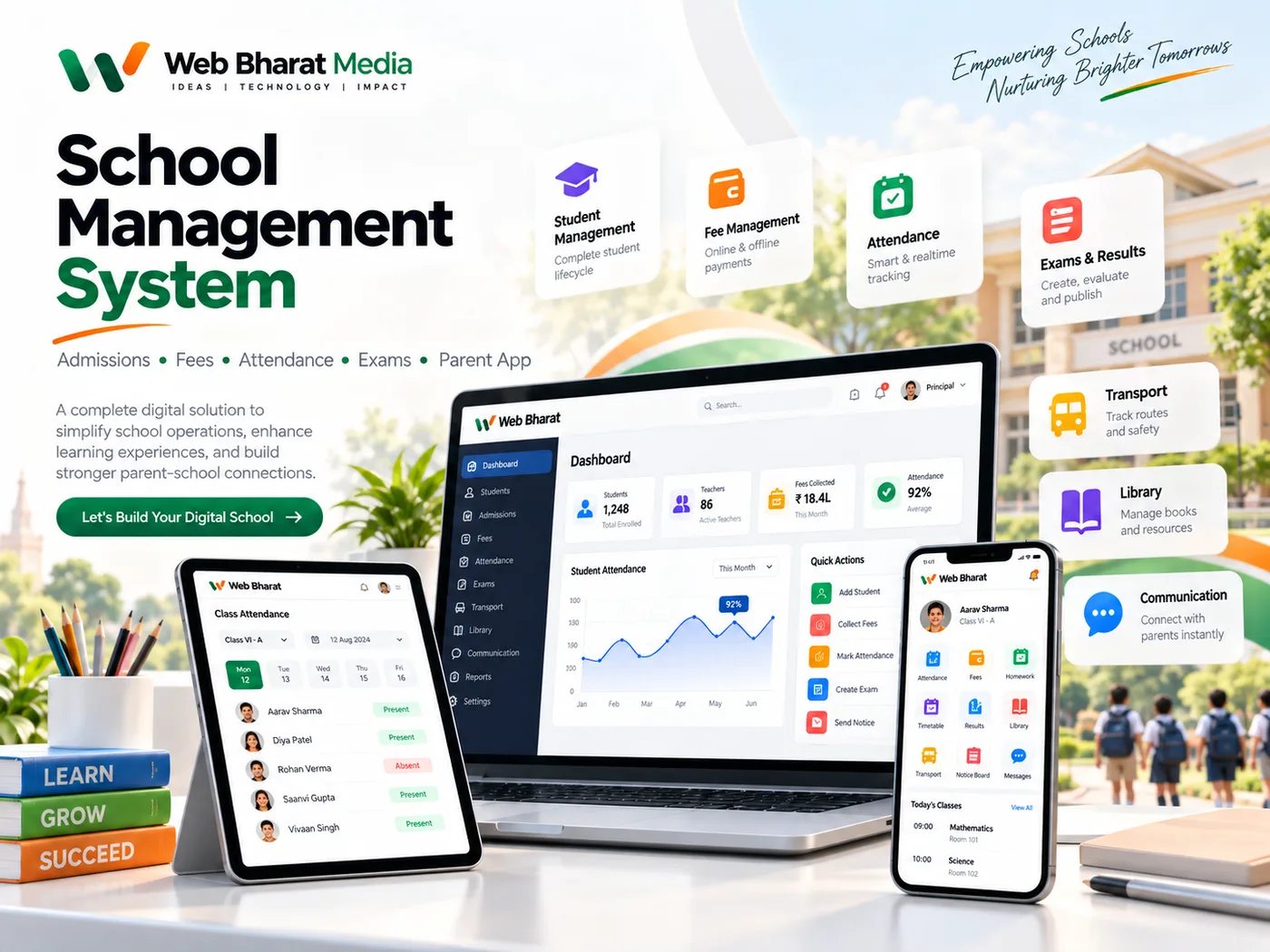 School Management System interface concept by Web Bharat Media
